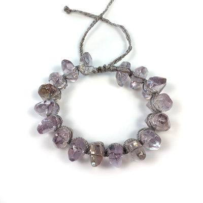 Ametrine Big Beads Gem Bracelet - Micro Macrame Bracelet