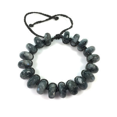 Grey Hawk's Eye Big Beads Gem Bracelet - Micro Macrame Bracelet