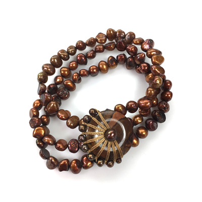 micro macrame freshwater pearl bracelet