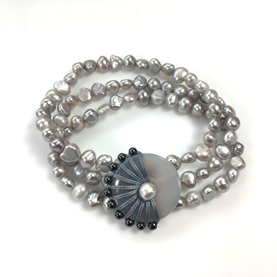 micro macrame freshwater pearl bracelet