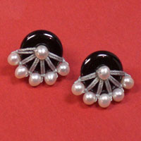 Bead Edge Button Earrings - $42. micro macrame rings