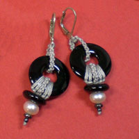 Leverback Drop Earrings with Beads - $42. micro macrame rings