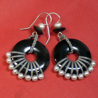 Loop Earrings with Bead Edge - $49. micro macrame earrings